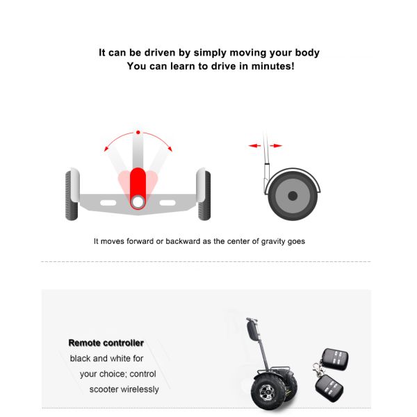 72V 8.8Ah Stand Up Electric Scooter Li-ion Double Battery Balance Scooter