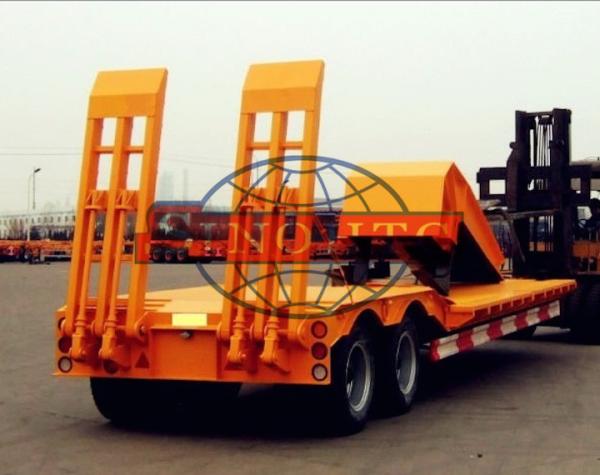 40 T 2 Axle Low Bed Semi Trailer High Strength Steel Material 8 Pcs Tyre