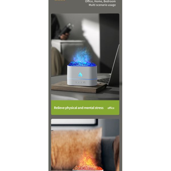 Portable Fire Flame Lava Crack Design Aroma Humidifier with Color Changing Light