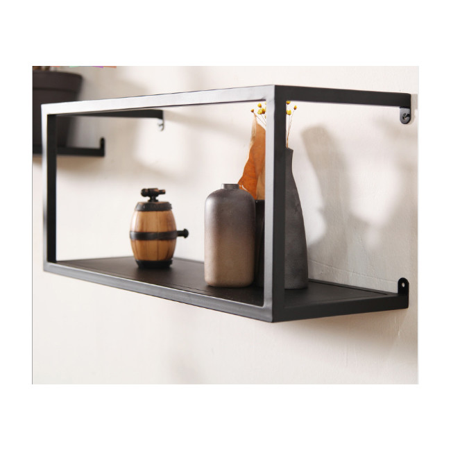 PU Leather Cover Modular Wrought Iron Metal Floating Wall Shelves for Home Decorative