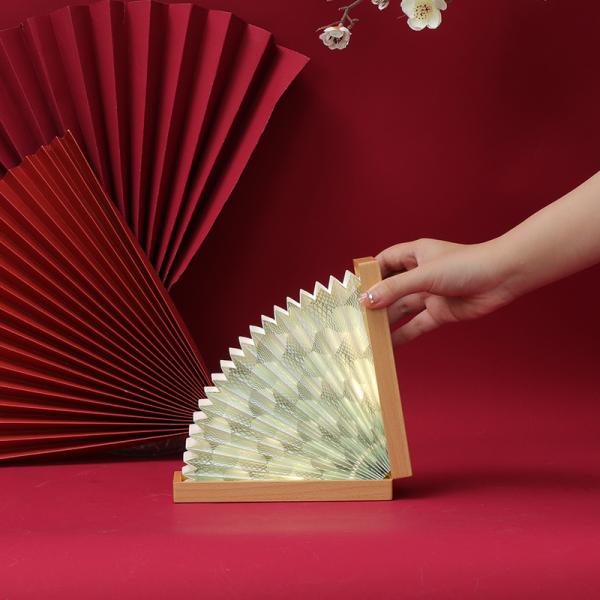 IP20 Modern Portable Paper Fan Lamp LED Light Colourful 2700K