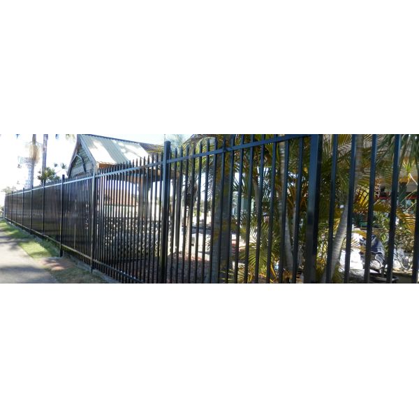 Galvanised Steel Iron Fence,Tubular Panels 2.1M H x 2.4M W Black