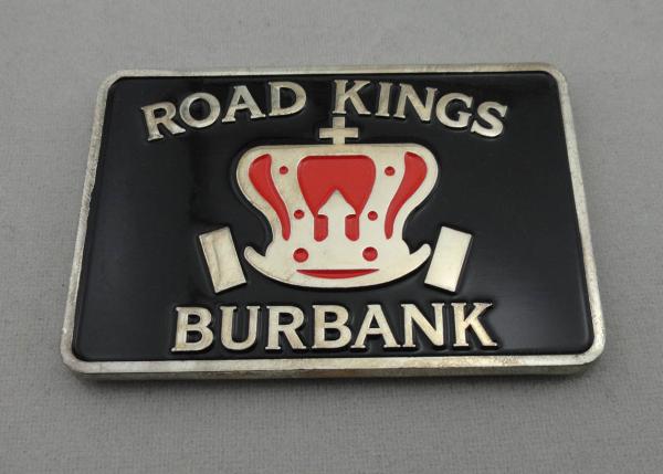 Iron / Brass / Zinc Alloy Road Kings Badge with Misty Nickel Plating, Soft Magnet On Back Side