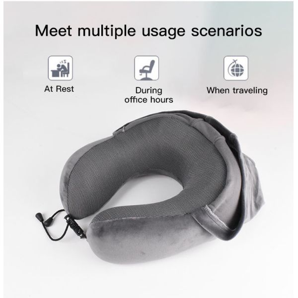 Travelling Airplane Memory Foam U Shaped Pillow with Hat Sustainable Fashion Style
