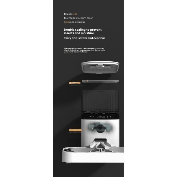 Modern 5L Automatic Pet Feeder Double Bowl Large Capacity Cat Dog Feeder Remote Video Timing Charging Solid Style Battery