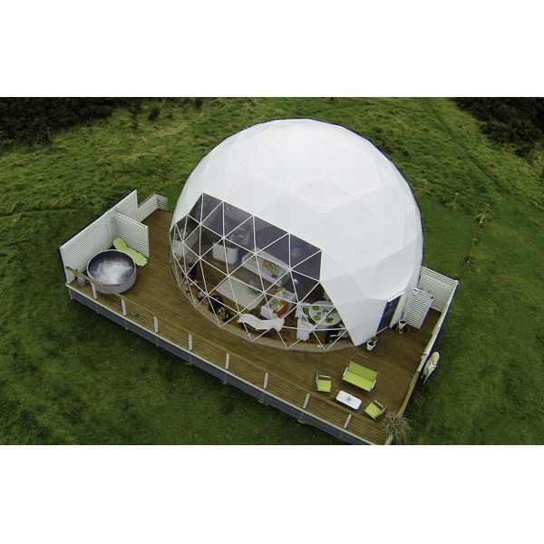 32ft Half Sphere Backyard Geodesic Dome Tent PVC Door Galvanized Steel Tubes