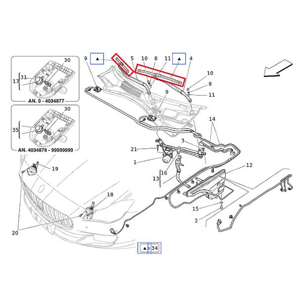 For Maserati Ghibli, Quattroporte & Levante Windshield Wiper Blades Kit OEM 673008176