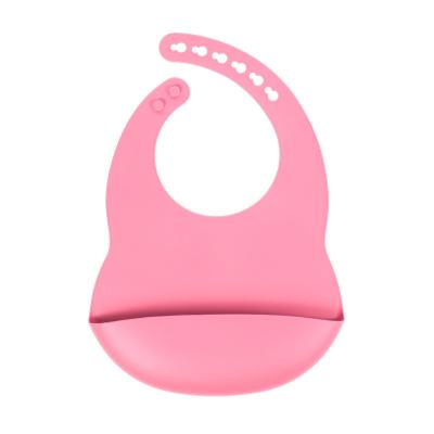 Pink Colors Newborn Feeding Silicone Catch Bib With Pocket Custom With Size Is 3.5*30.6*20.8 cm And Weight Is 81 Gram