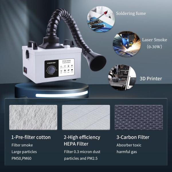 100W Solder Fume Extractor FES150S Smoke Absorber For Small Laser Printing Engraving DIY Welding