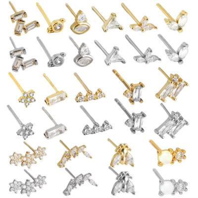 925 Sterling Silver Wholesale Jewelry Minimalist Small 925 Sterling Silver Zircon Stud Earrings Gold Plated Earrings For Women