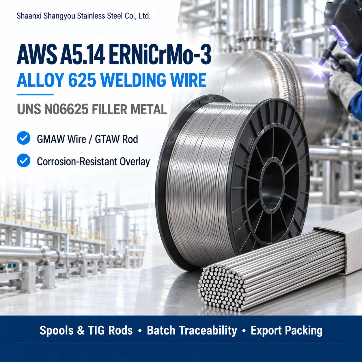 AWS A5.14 ERNiCrMo-3 Alloy 625 Welding Wire and TIG Rod | Ni-Cr-Mo