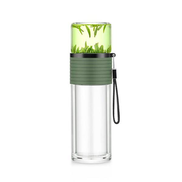 Double Borosilicate Glass Tea Infuser Insulated Water Bottle tumbler for Restaurant