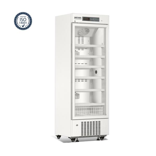 refrigerador farmacêutico biomedicável da categoria da única porta 315L de vidro com refrigerar de ar real da força