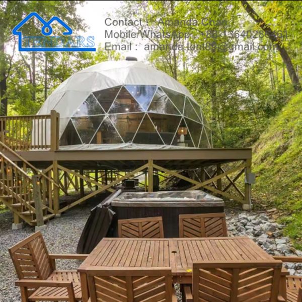 Commercial Dome Tent Outdoor Igloo Glamping Tent Geodesic  Dome Tent With Bathroom