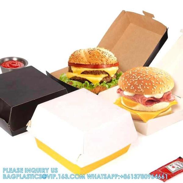 Paper Burger Box, Corrugated Hamburg Box 300gsm Paper Fast Food Disposable Paperboard 1-6 Colors Food Pack