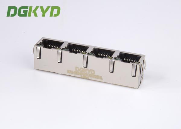 De lado a lado 1 x 4 move os jaques modulares do LAN rj45, ABA ACIMA do diodo emissor de luz de 8P8C Y/G