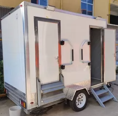 Luxury Mobile Toilet Trailer 2 Stall Insulated Weatherproof Portable Restroom Outdoor Event Sanitation