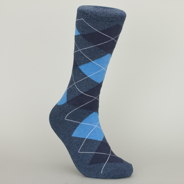 Blue / Black Rhombbus Cotton Dress Socks For Young Men Custom Made Size
