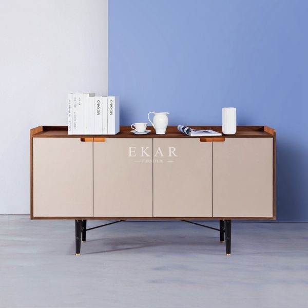 Dining Room French Design 4 Door Metal Base Wooden Modern Sideboard
