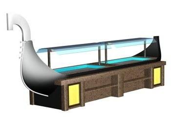 Contador japonês de madeira do bufete do barco do sushi do Sashimi L5500 x W1200 x H2300 milímetro, equipamento comercial do bufete