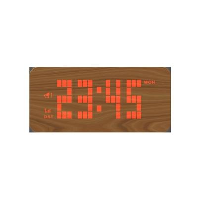 Dot Matrix Wooden Digital Alarm Clock LED Red Display Decorative Digital Clock