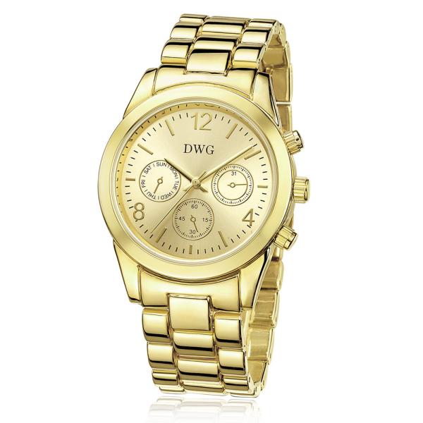 24k Gold Brass Wrist Watch , Quartz Japan Movt Womens Watch Water Resistant