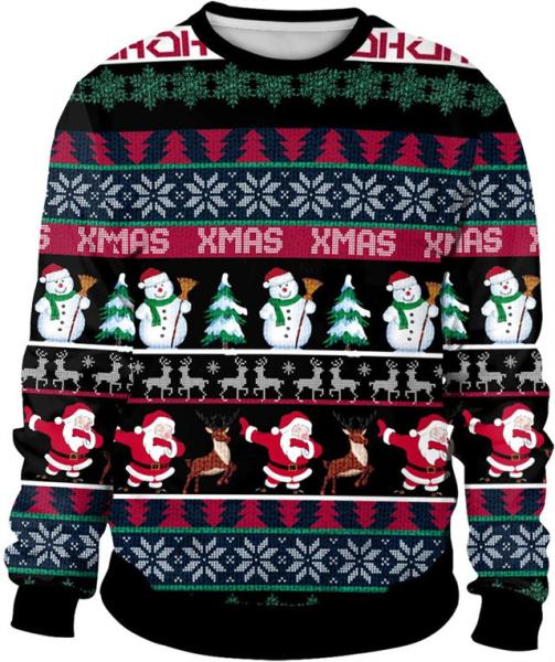 Unisex Ugly Christmas Sweater 3D Printed Funny Graphic Long Sleeve T-Shirt Crewneck Sweatshirts