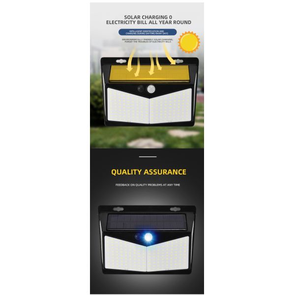 212 Led Solar Motion Sensor Light Garden Wall Lamp Outdoor 1.8w