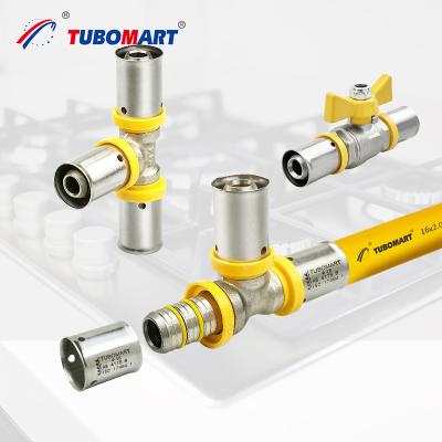 Fittings de prensagem de tubos de gás de latão PN20 personalizados para tubos Pex Al Pex