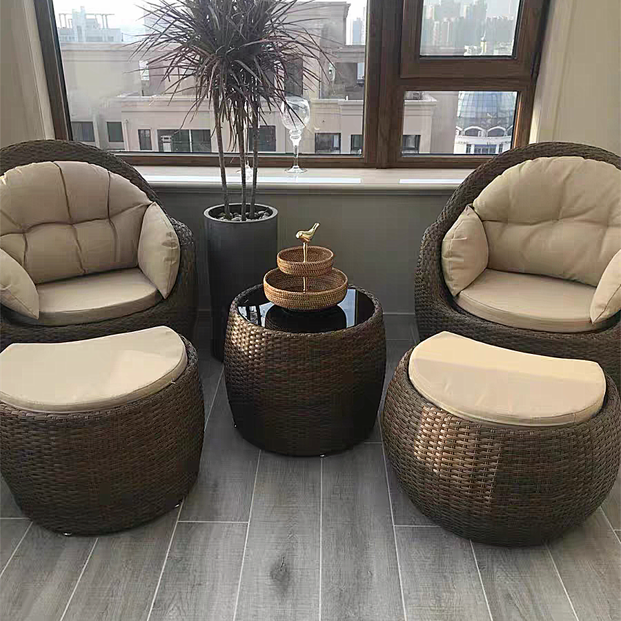 Brown Outdoor Patio Couch Waterproof Garden Furniture Corner Sofa