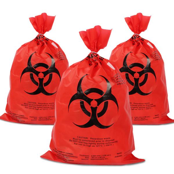Forro médico do escaninho de lixo dos sacos de plástico alaranjados resistentes do Biohazard