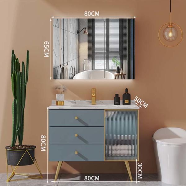 Single Washbasin Bathroom Cabinet With Drawer Floor Mounted