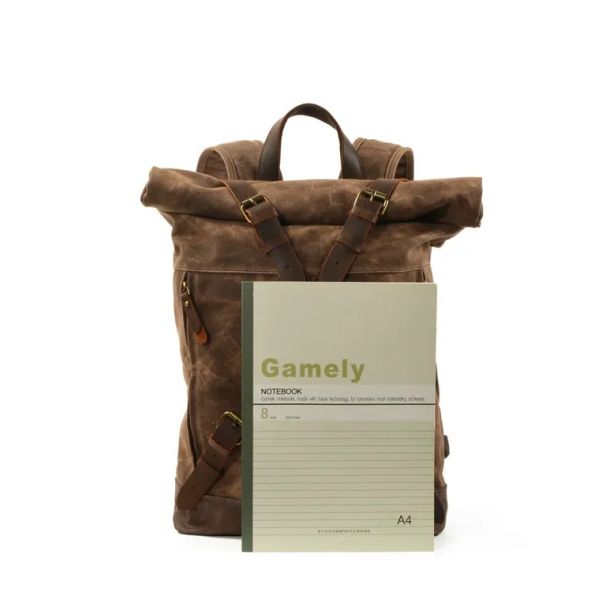 School College Rucksack Computer Bag , Canvas Leather Satchel Bookbag