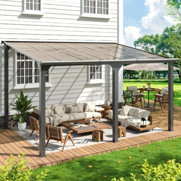 Aluminum Alloy Electric Adjustable Pergola Canopy with Electric Sun Louvered Roof-Eco-Friendly Durable Wind Resistant Garden