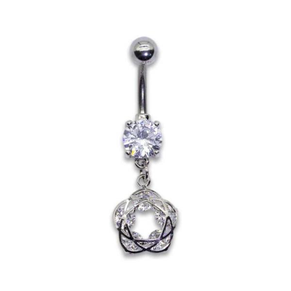 Flower Dangle Belly Button Piercings Jewelry 14G 1.6mm Stainless Steel Belly Bars
