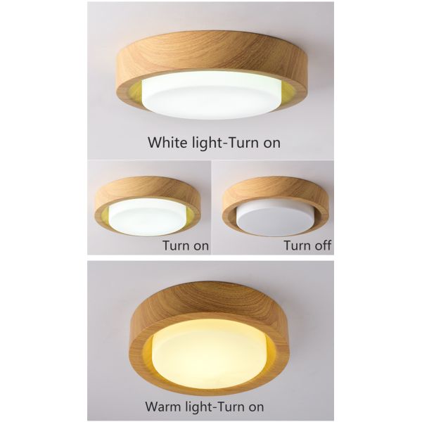 Wooden Round Ceiling Lights For Bedroom Iron Surface Mounted Rooms Lighting（WH-WA-28）