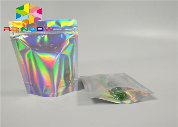 printing zipper plastic mylar foil k packaging hologram laser holographic stand up zip pouch bag for gift/bottles