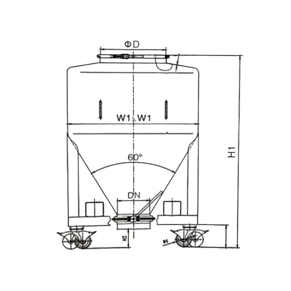 Customizable Square Turnover Hopper With Casters Pharmaceutical Machinery Spare Parts