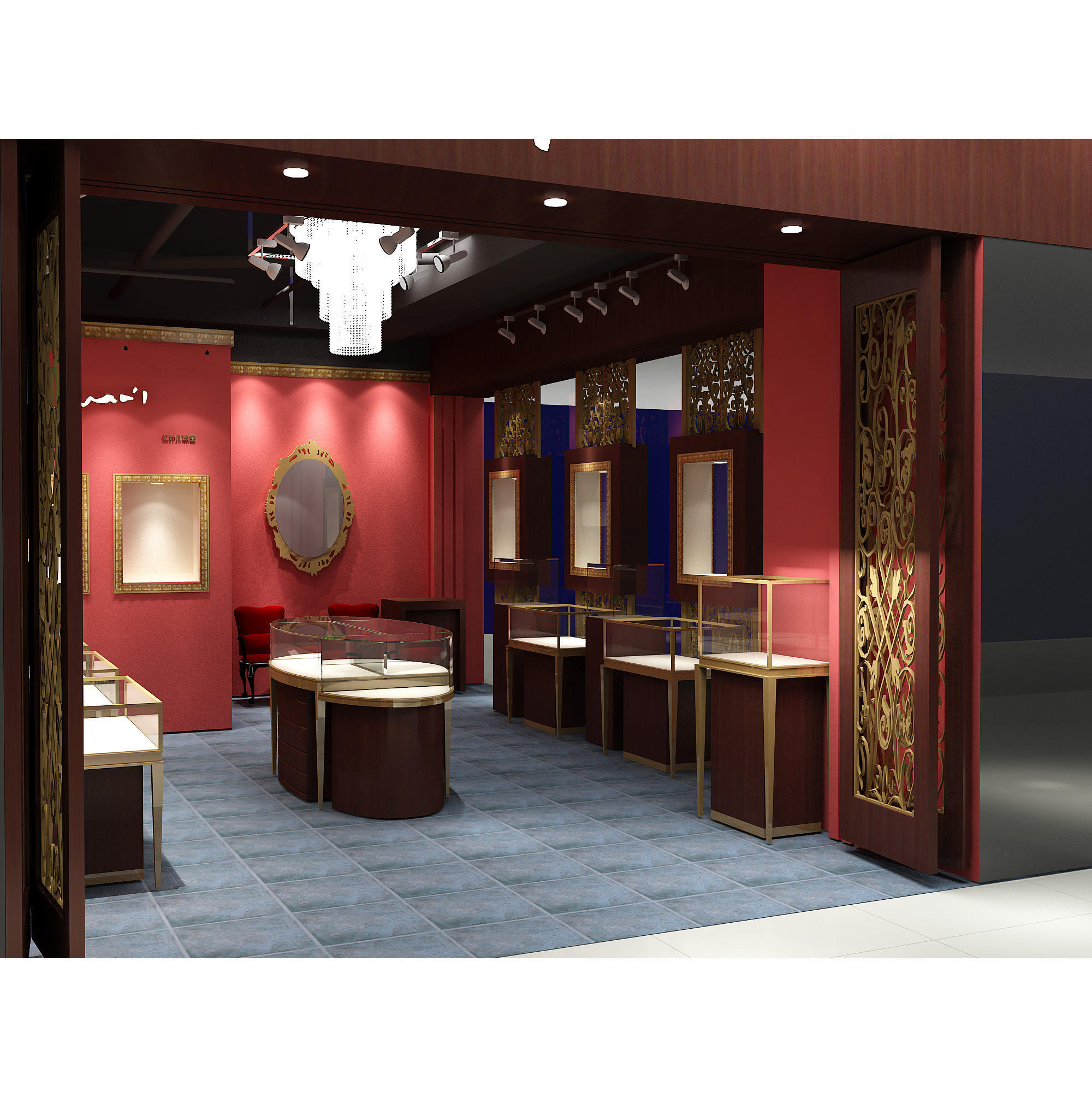 Luxury Wood Body Jewelry Showcase with Full Vision Glass Design