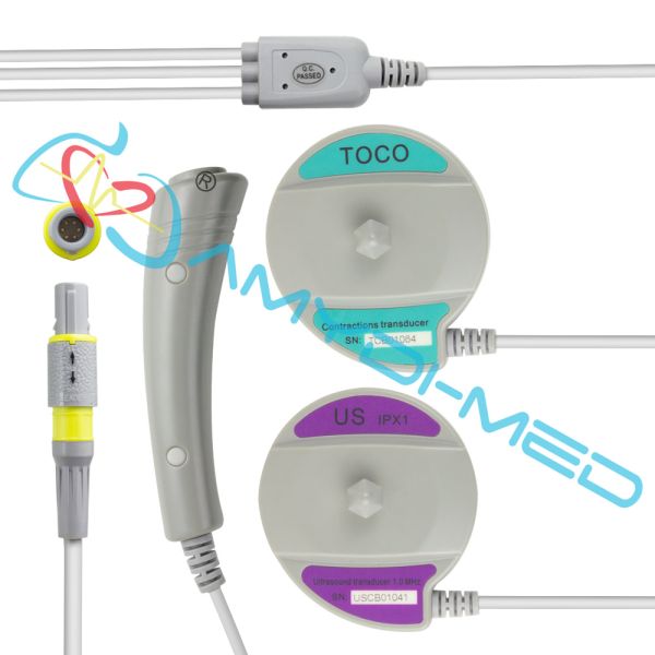 Gray TPU Fetal Ultrasound Probe Round 6 Pins 1.0 MHz Toco Ultrasound Transducer
