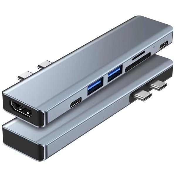 640MB/S 7 In 1 USB C Hub Thunderbolt 3 To Hdmi 4k 60hz TF SD Card Reader