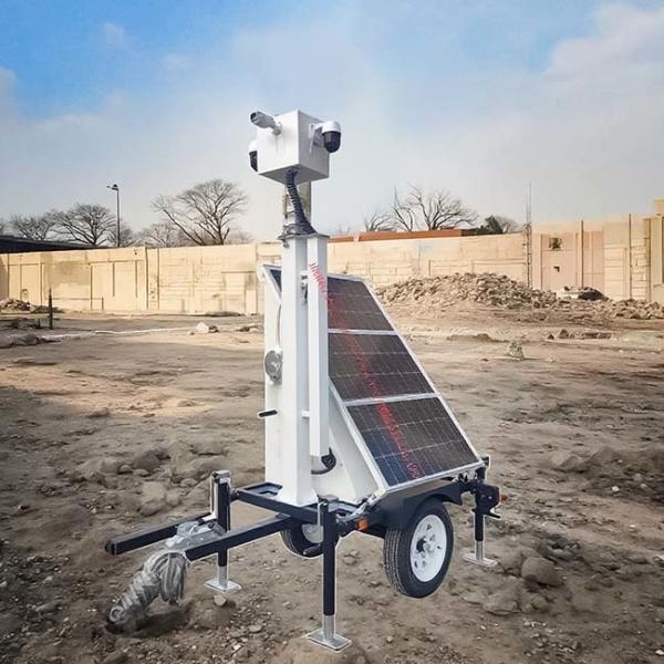 Mobile Solar Surveillance Trailer Off-Grid CCTV Trailer With Solar Power 4G 5G PTZ Camera