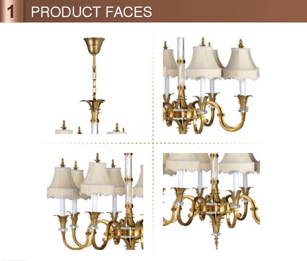 Vintage solid brass chandelier Lighting with lampshade (WH-PC-22)