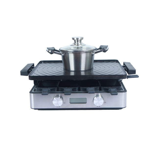 Raclette / Fondue Set With Stainless Steel Fondue Pot And Housing