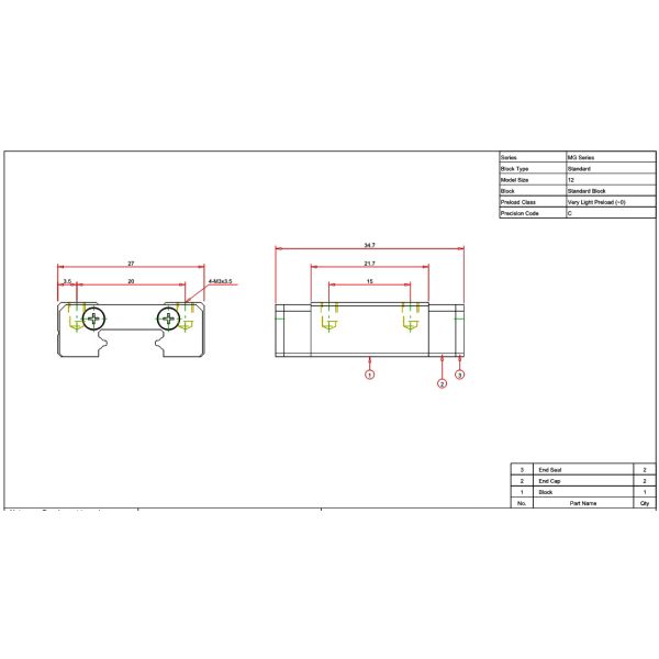 HIWIN MGN12C 3D Printed Linear Rails Compact Linear Bearing Slide Unit