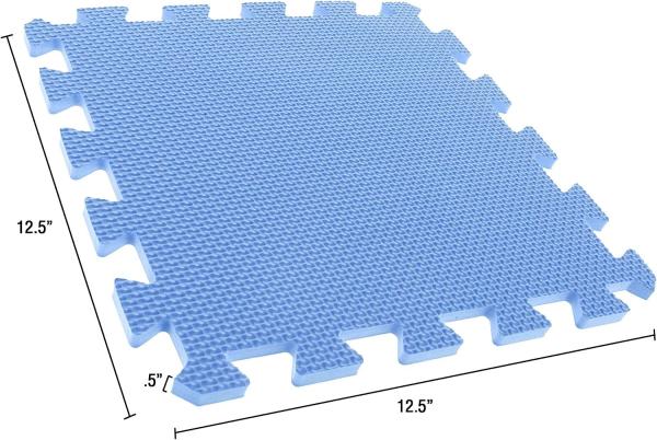 EVA Foam Mat Tiles - Interlocking Padding for Garage, Playroom, or Gym Flooring - Workout Mat or Baby Playmat