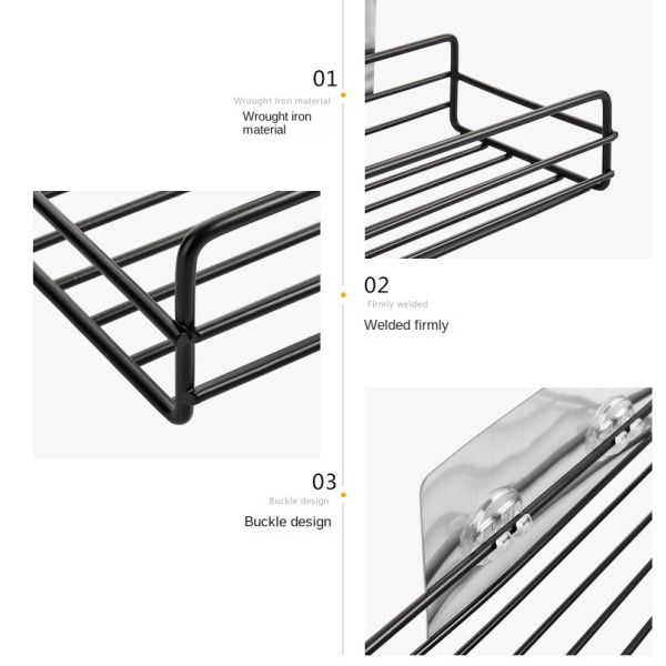 Modern Style Iron Bathroom Shelves with Chrome Finish and Shampoo Storage Basket
