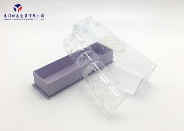 Macaroon Custom Plastic Box Packaging Rectangle PET Cover / Hard Paper Base