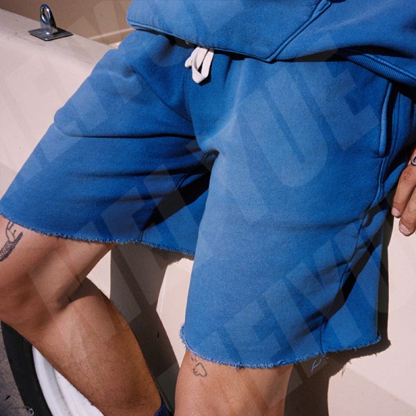 100% coton lavé à l'acide en détresse courts de jogger élastique de sport courts de port urbain