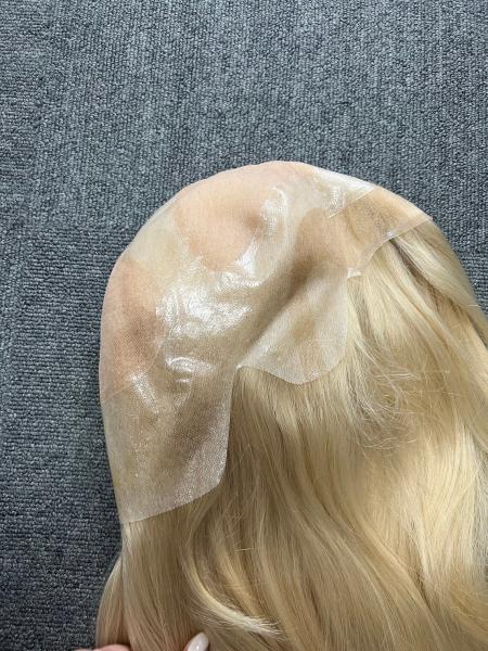 Perruques médicales naturelles en silicone, blondes, pour la perte de cheveux médicale